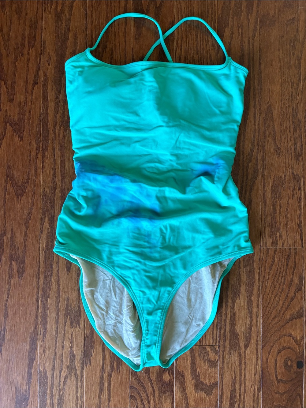 Fabletics Turquoise One-Piece Swimsuit with Blue Tie-dye Accent M